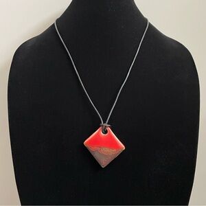 Vintage Ceramic Tile Pendant Necklace